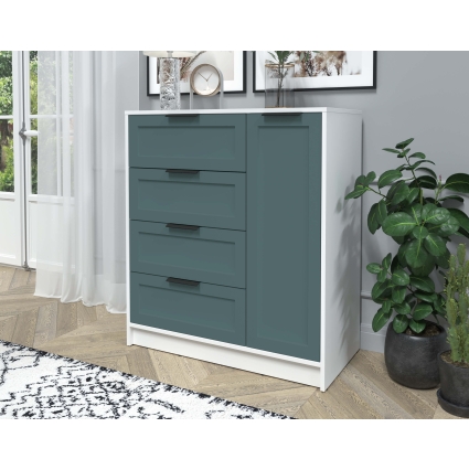 Тумба Тренд КТ-Т90 (Белый платинум ЛДСП/ Верде ЛМДФ) Ш900 В1020 Г451